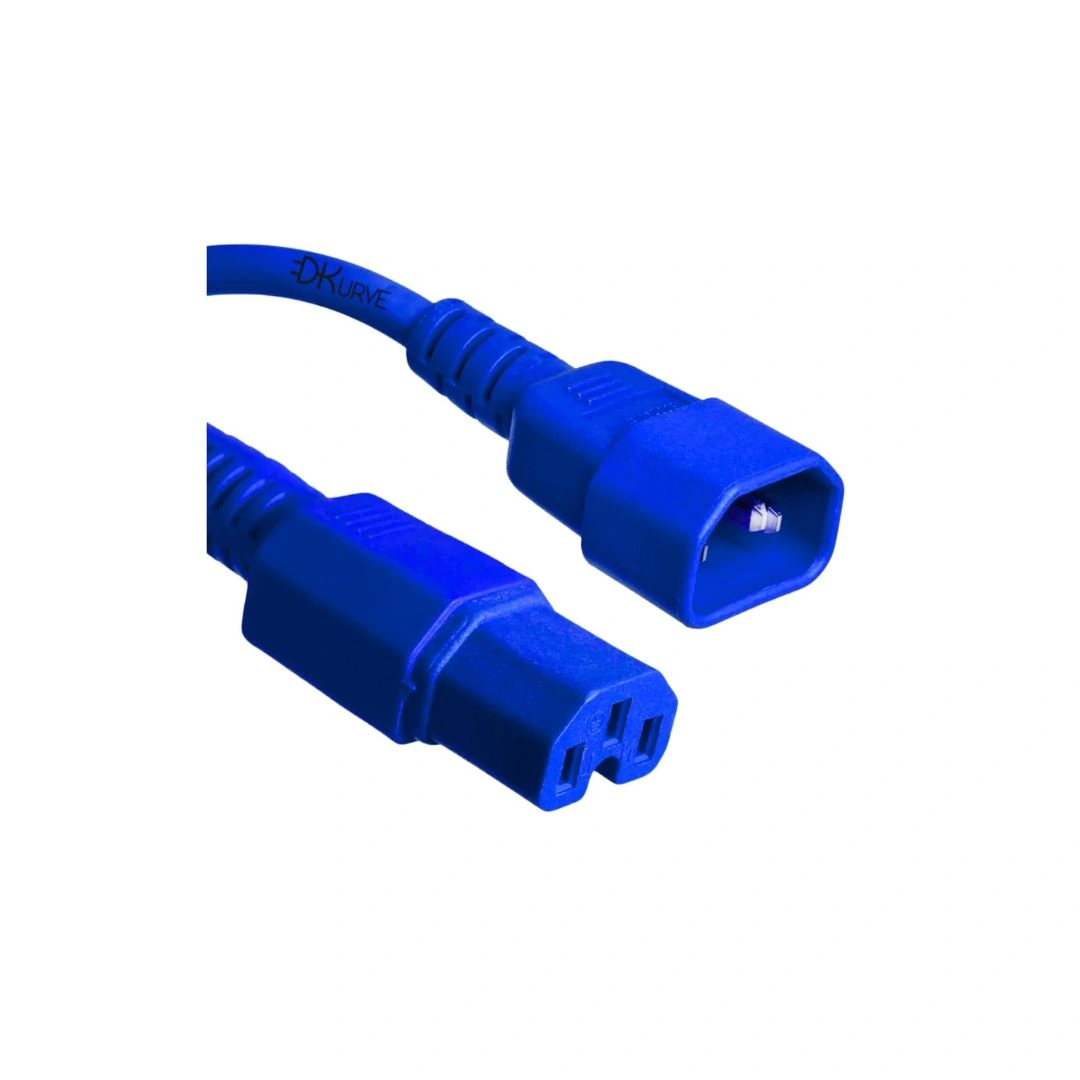 DKURVE® IEC C14 to C15 Notched Power Cable – 1.5mm² Full Copper – 10A 250V – Black