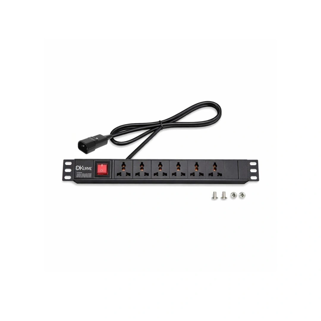 DKURVE® 1U 19-Inch Rack Mount Universal PDU – IEC C14 Input, 13A universal Sockets, 2M Cable