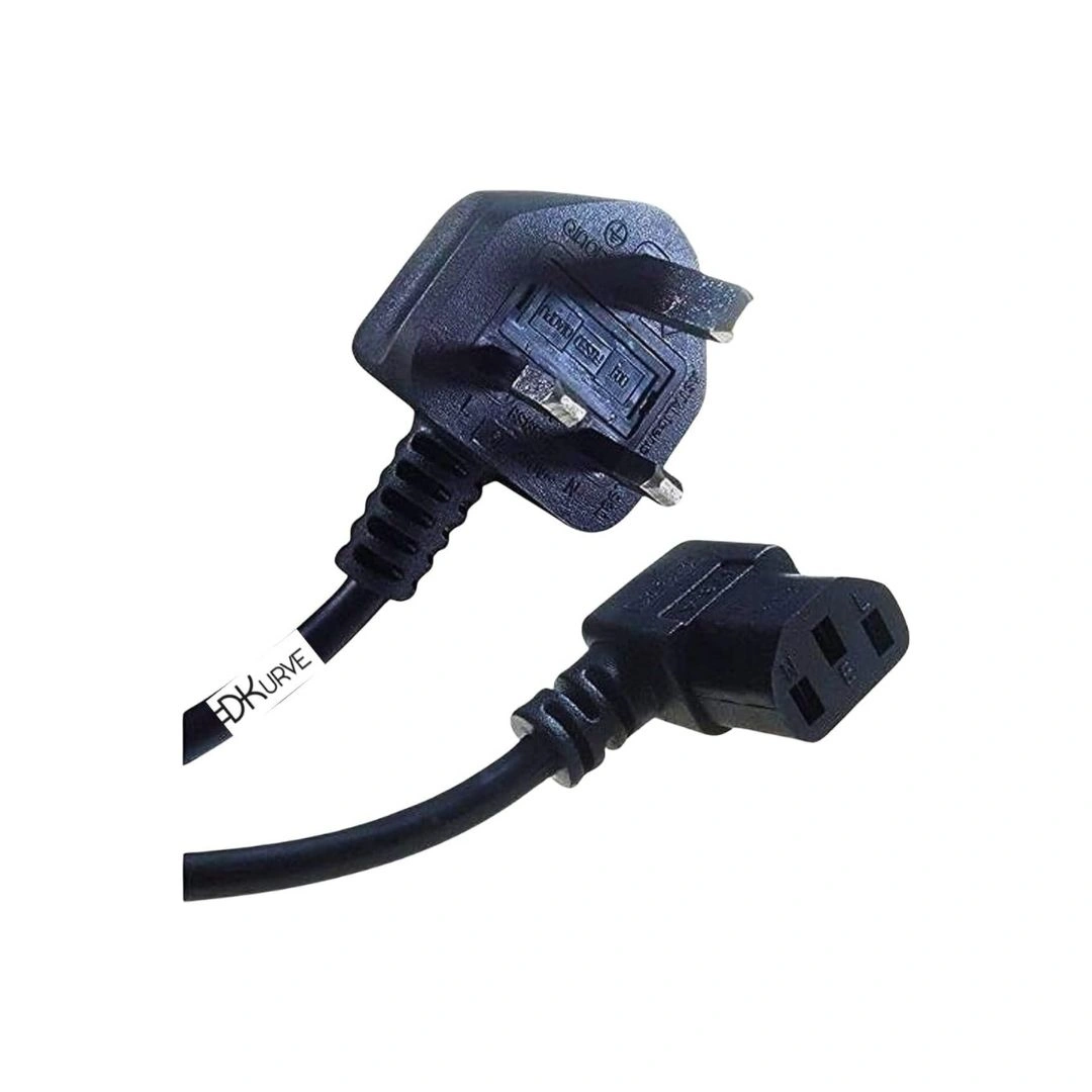 DKURVE® UK 3-Pin Plug to IEC C13 90° Angled Power Cable – 13A 250V Desktop Kettle Lead
