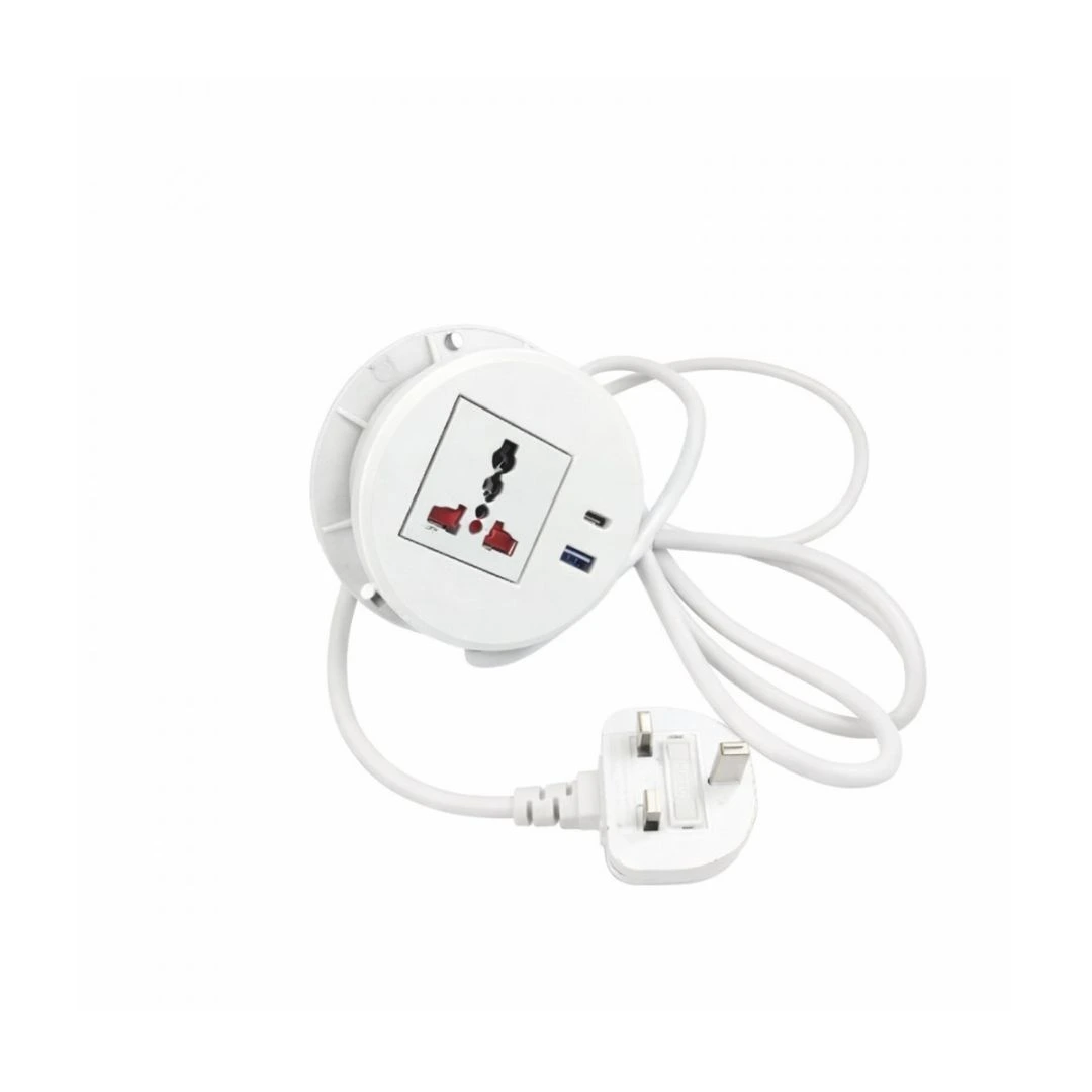 Universal Round Desk Power Grommet – USB-C, USB-A & AC Outlet