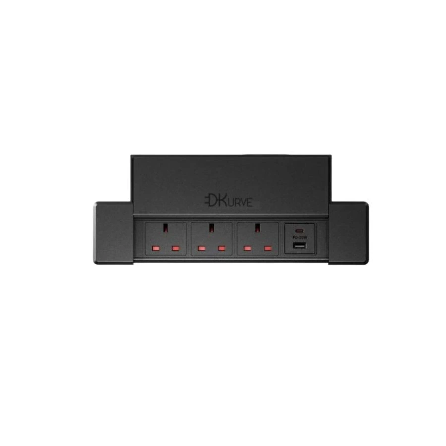 Conference Table Power Hub – 3 UK Sockets, USB & Type-C Ports, Flip-Up Design, 20W