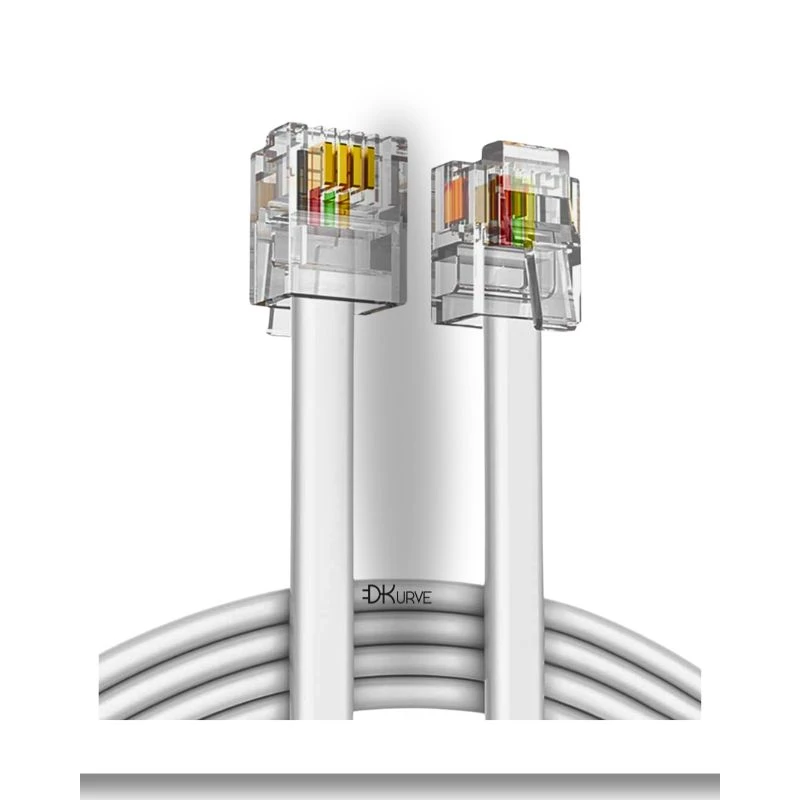 DKURVE Handmade Telephone Landline Extension Cord RJ-11 6P4C Plugs