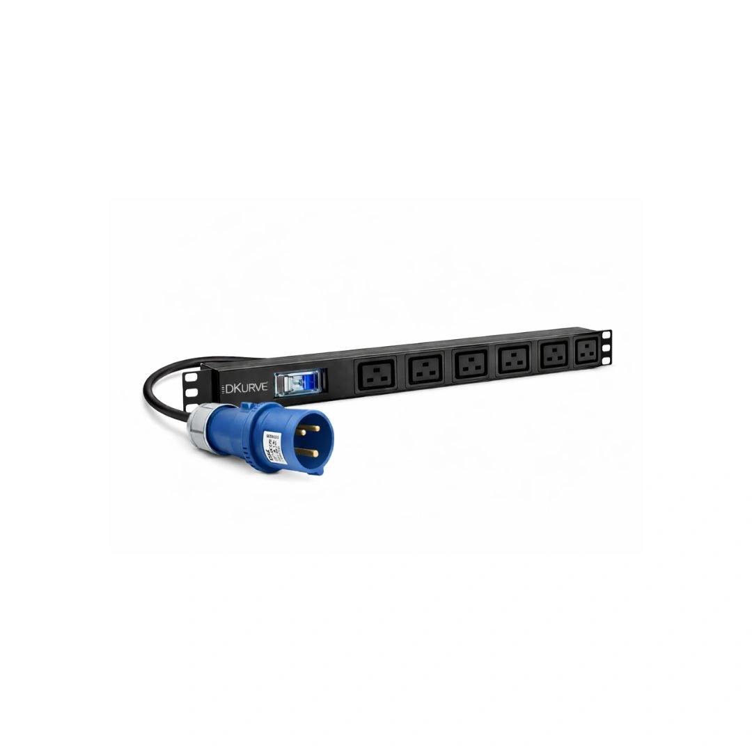 DKURVE® 6-Way C19 PDU – 32A Heavy-Duty 1U 19″ Rackmount with Circuit Breaker