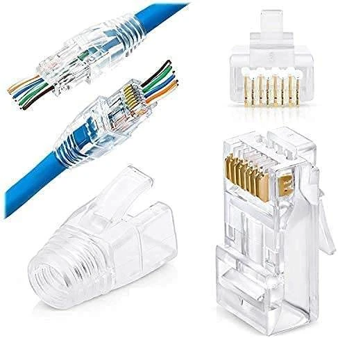 Cat6 Pass Through Connectors for a UTP Cable & Strain Relief Boots ez pass through rj45 DKURVE®