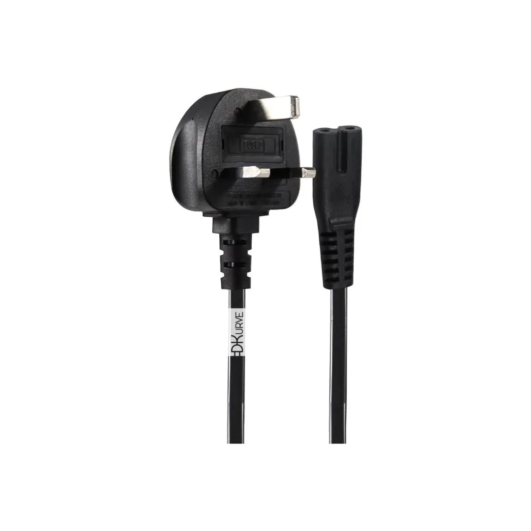 DKURVE® UK Plug to IEC C7 Figure-8 Straight Power Cable – 2m / 5m