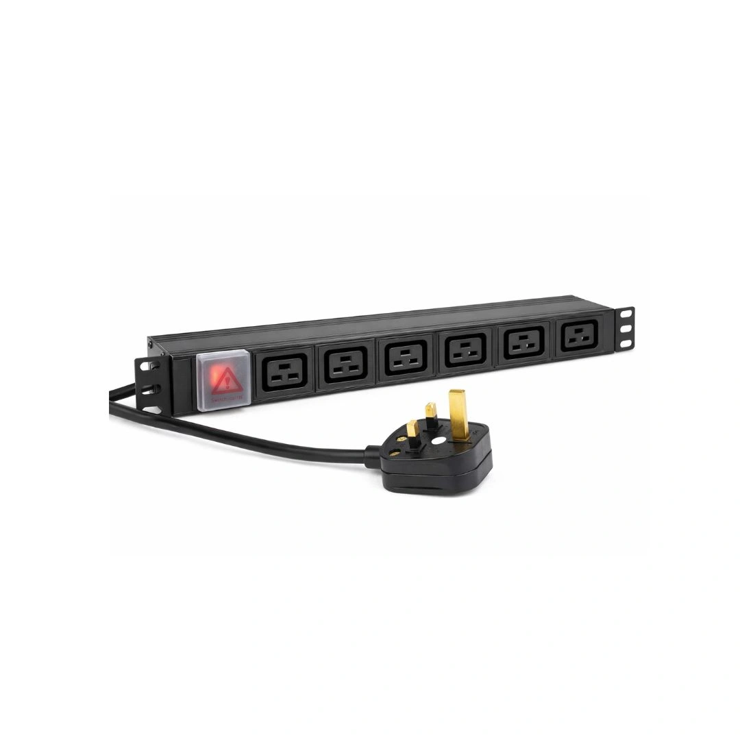 DKURVE® 6-Way C19 Rack PDU – UK Plug 13A, 19″ Horizontal, 2m Cable