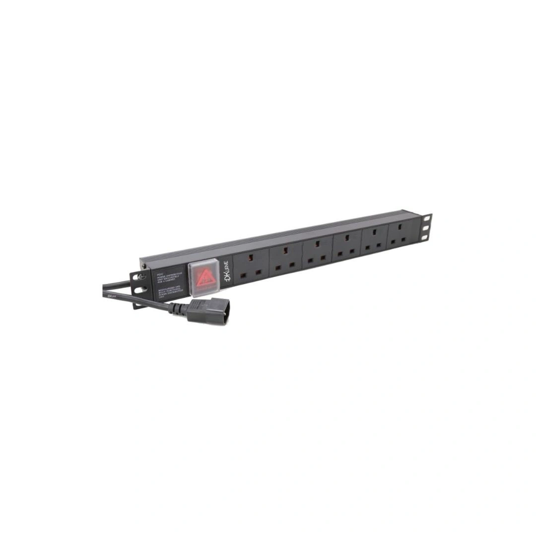 DKURVE® 1U 19-Inch Rack Mount UK PDU – IEC C14 Input, 13A UK Sockets, 2M Cable